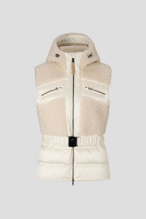 BOGNER Minka lambskin and down vest in Off-white | REVERSIBLE