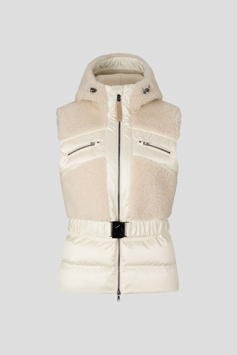 Minka lambskin and down vest in Off-white 1