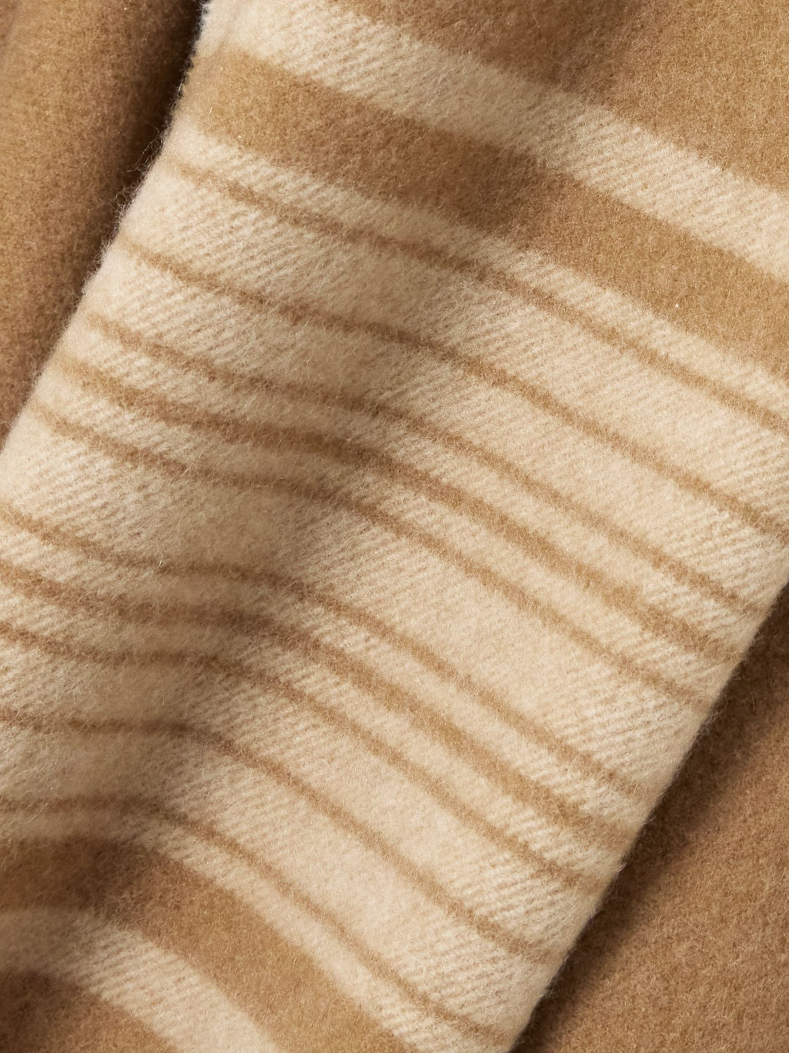 Daisy fringed scarf-detailed striped brushed cashmere cape Camel - 4