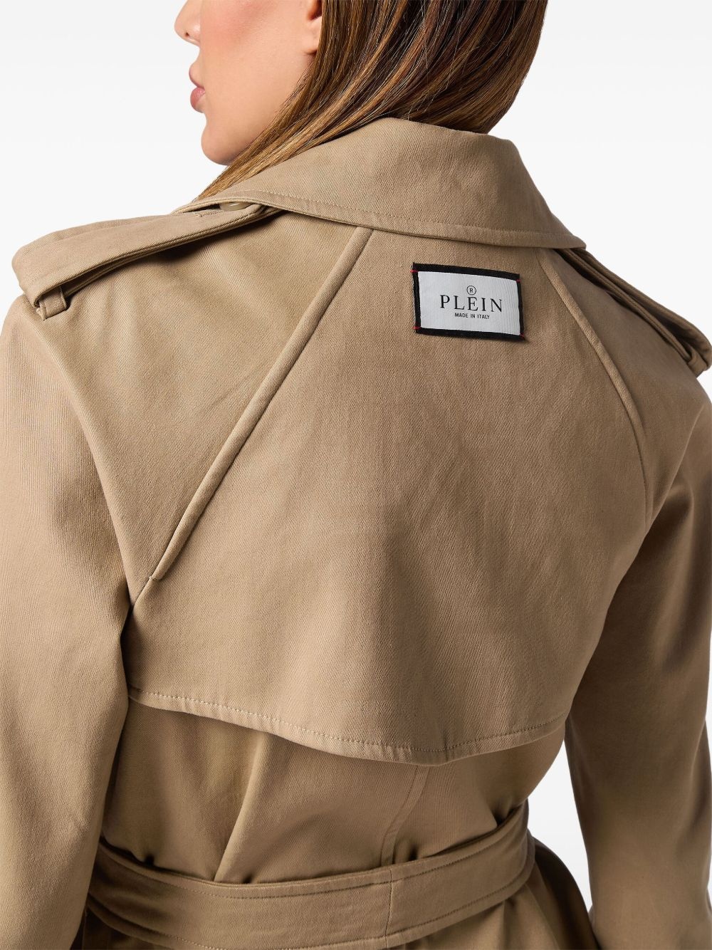 monogram long trench coat - 5