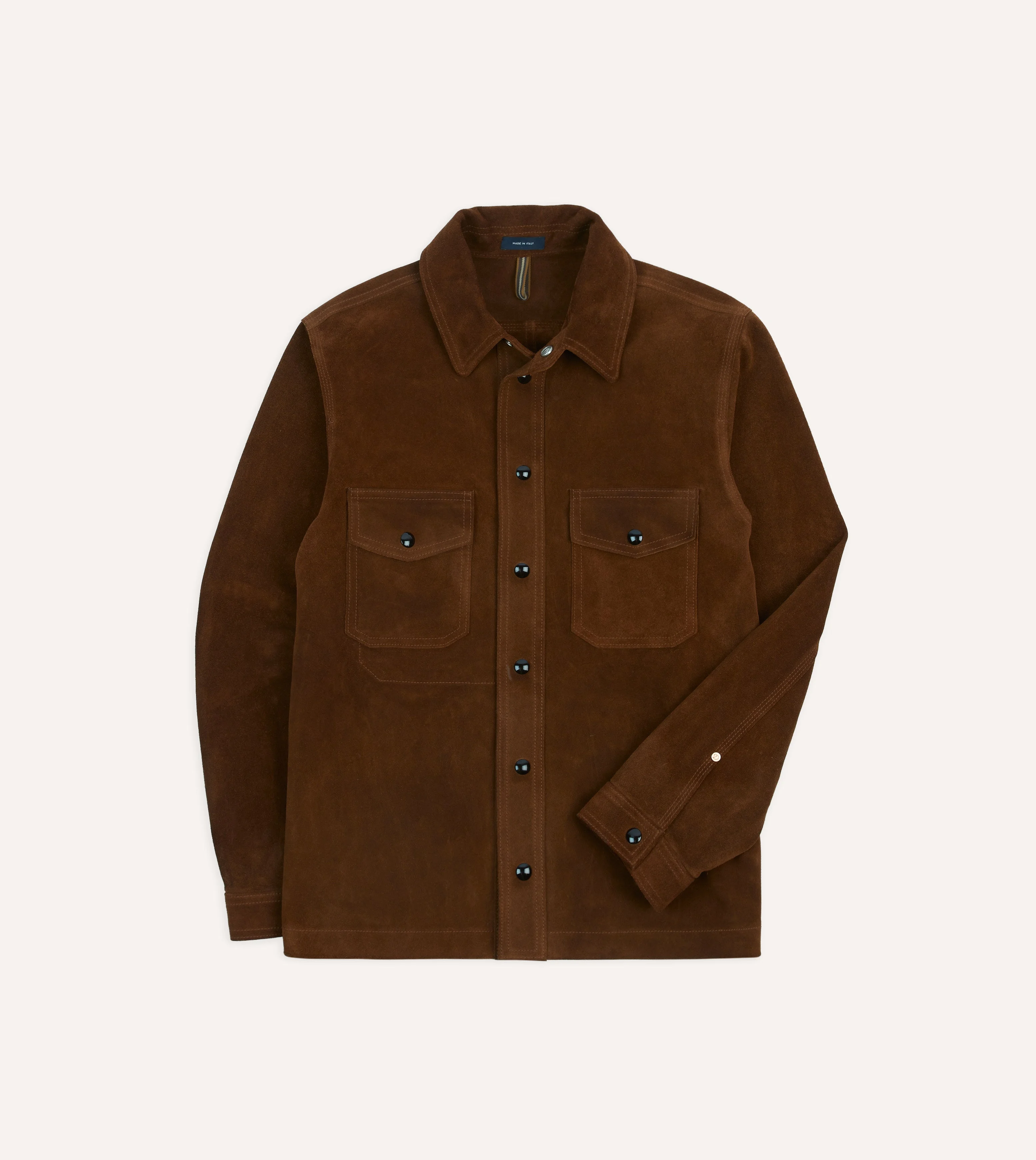 Brown Roughout Suede Overshirt - 1