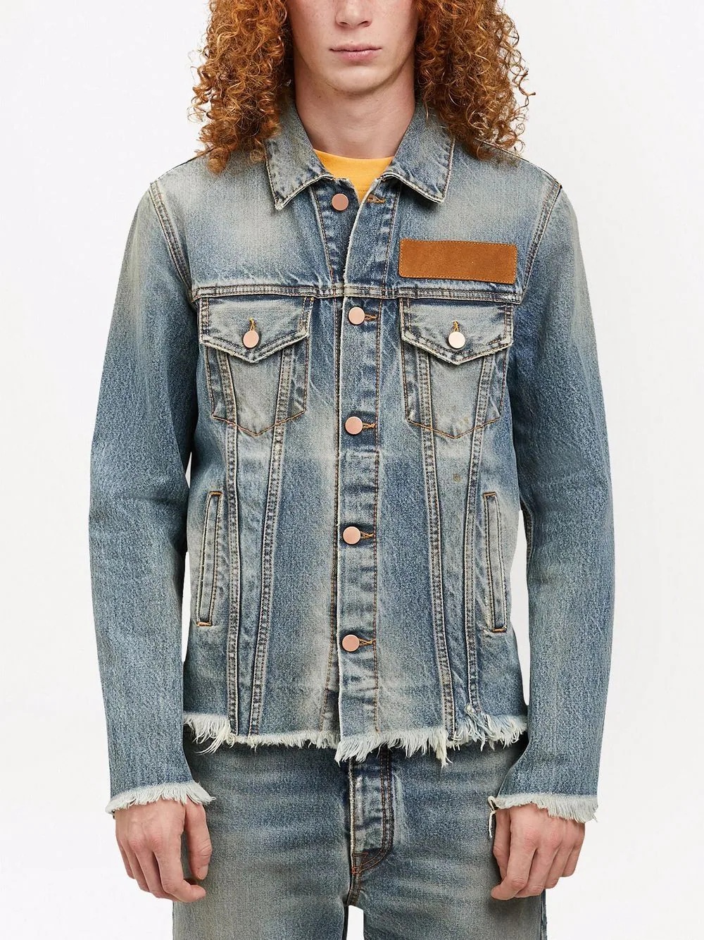 Palm Tree-embroidery denim jacket - 3