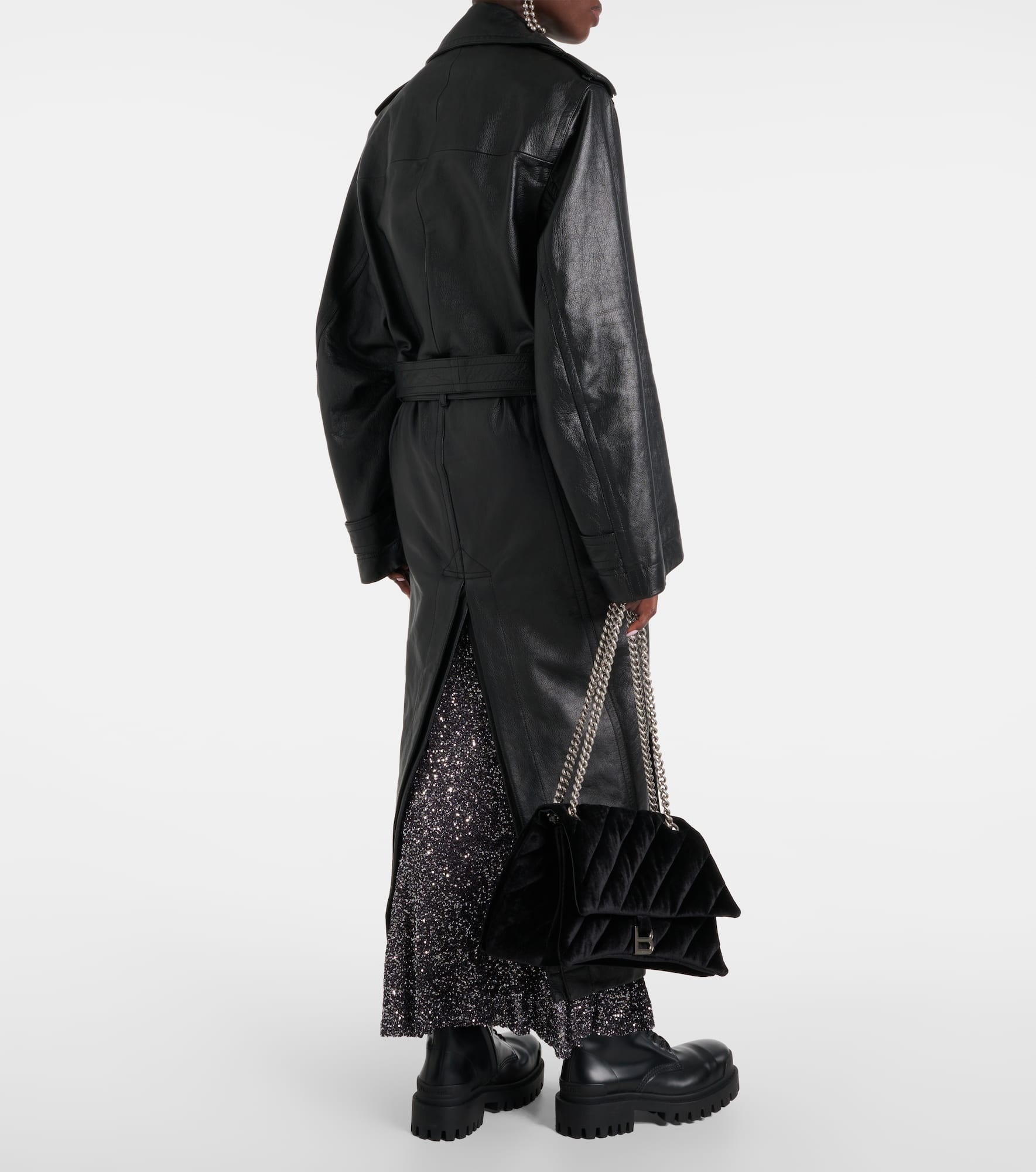 Cocoon leather trench coat - 3