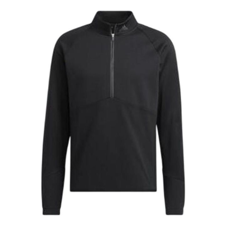 adidas Solid Color Half Zipper Sports Long Sleeves Hoodie Men's Black HN4550 - 1