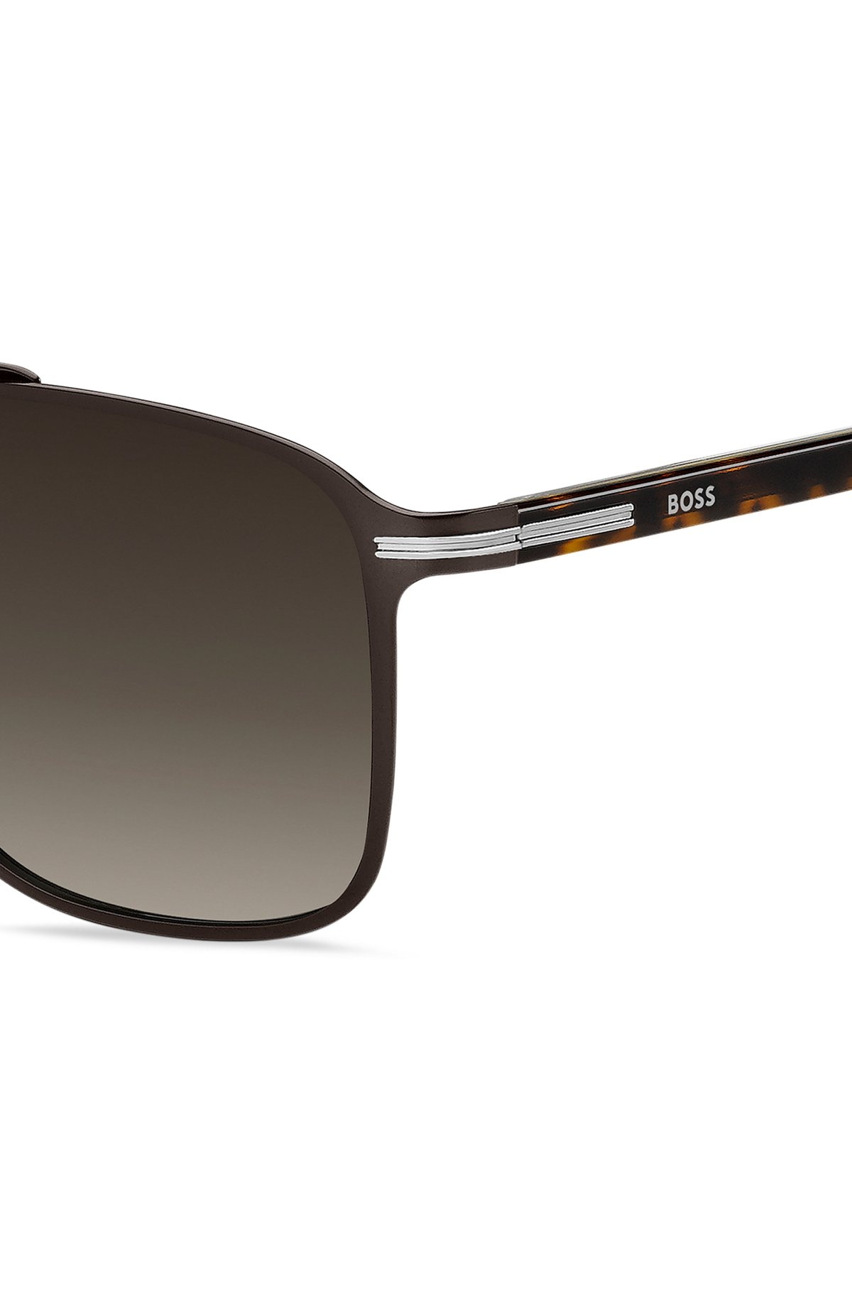 BLACK-STEEL SUNGLASSES WITH HAVANA-ACETATE TEMPLES - 2