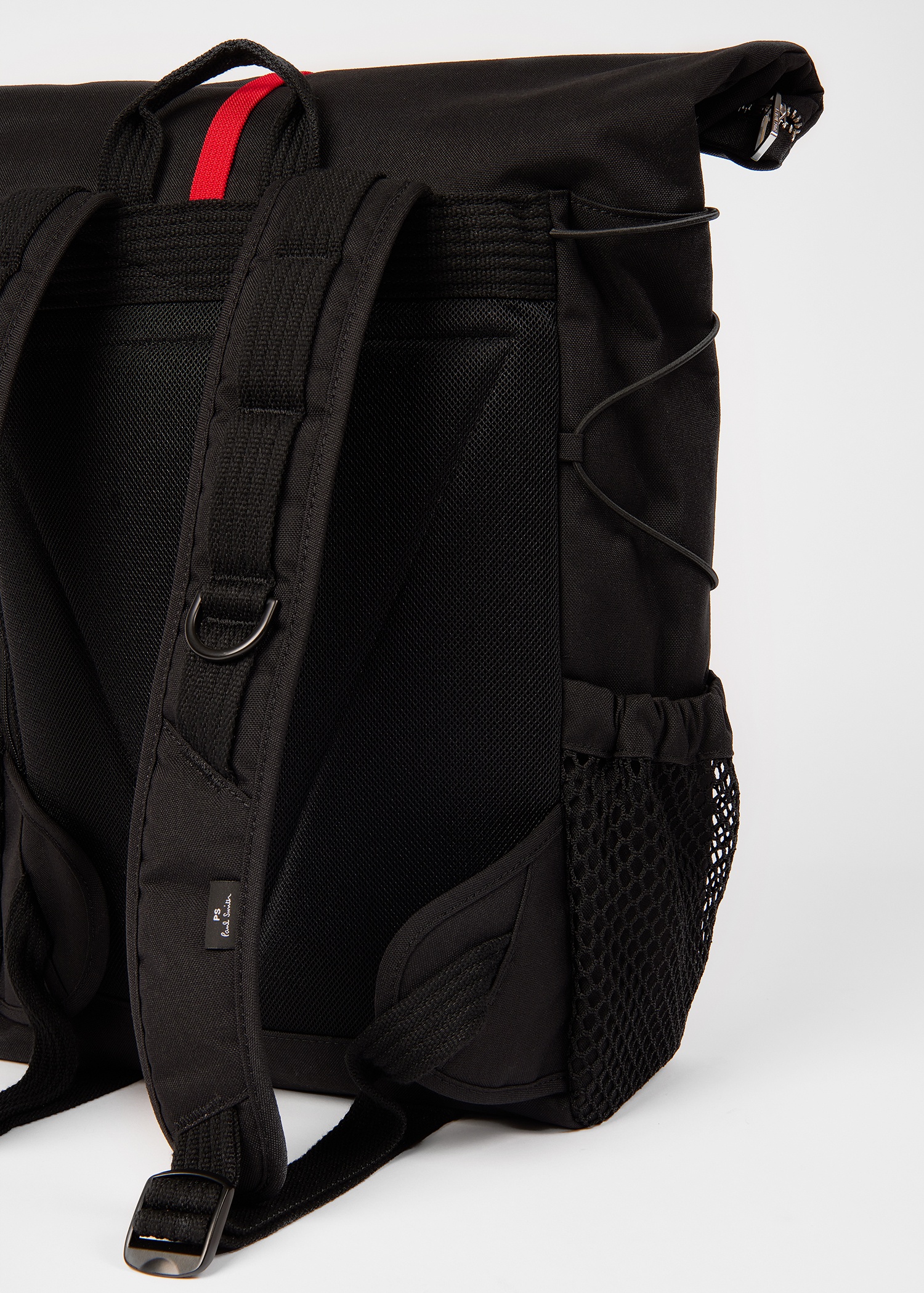 Black Nylon Utilitarian Roll-Top Backpack - 7