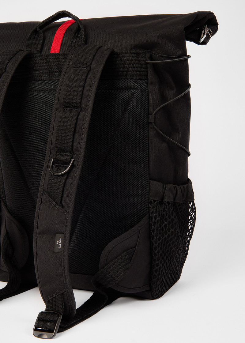 Black Nylon Utilitarian Roll-Top Backpack 7