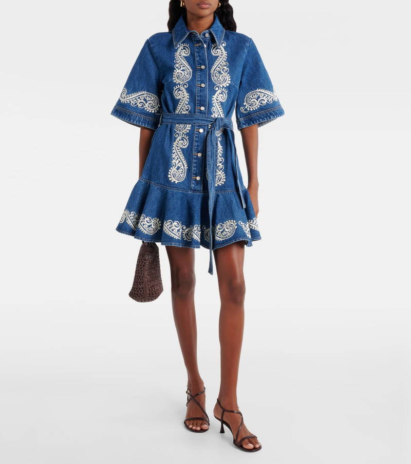 ALÉMAIS Embroidered paisley denim minidress outlook