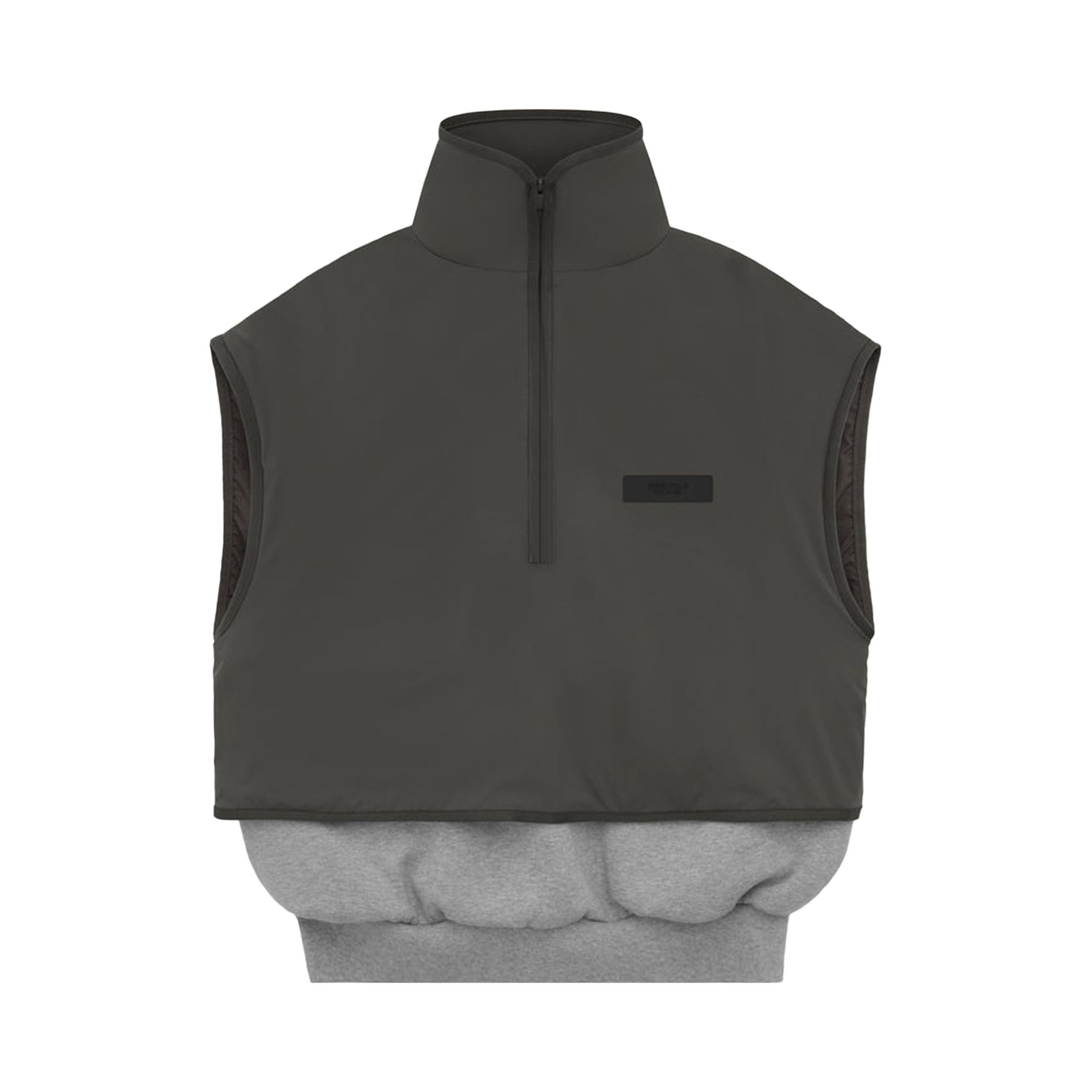 Fear of God Essentials Nylon Fleece Mockneck Vest 'Dark Heather Oatmeal/Ink' - 1