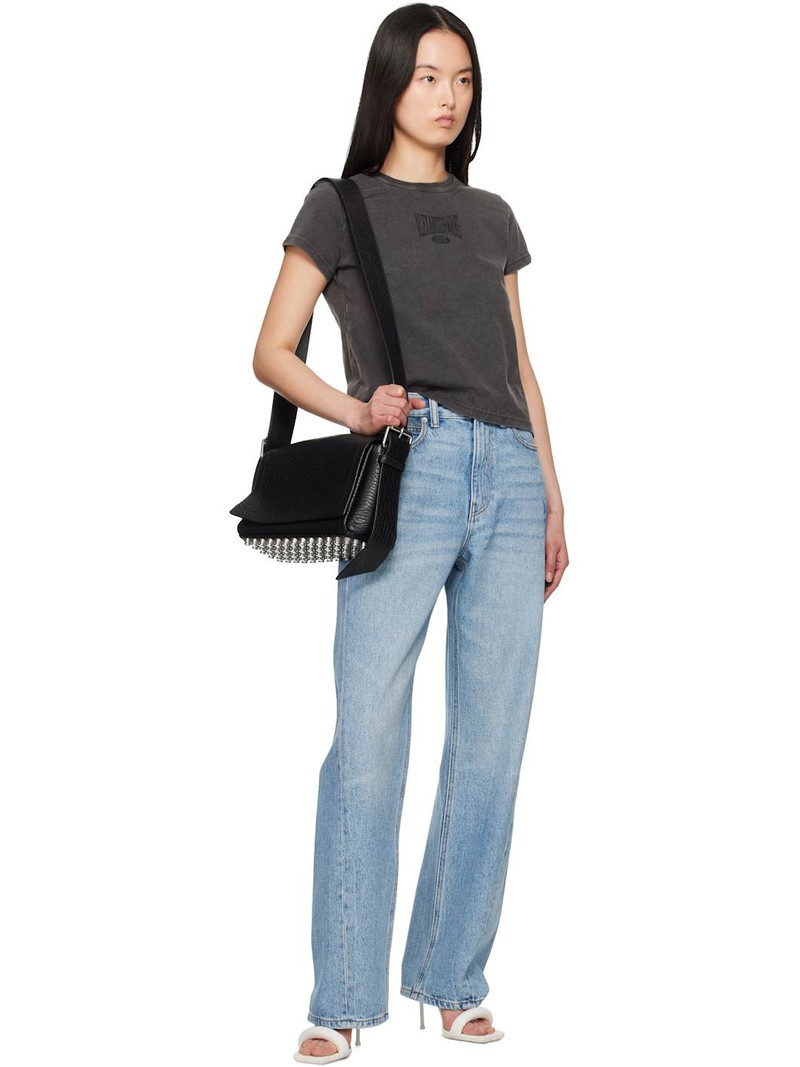 alexanderwang.t Black Distressed Logo Shrunken T-shirt outlook
