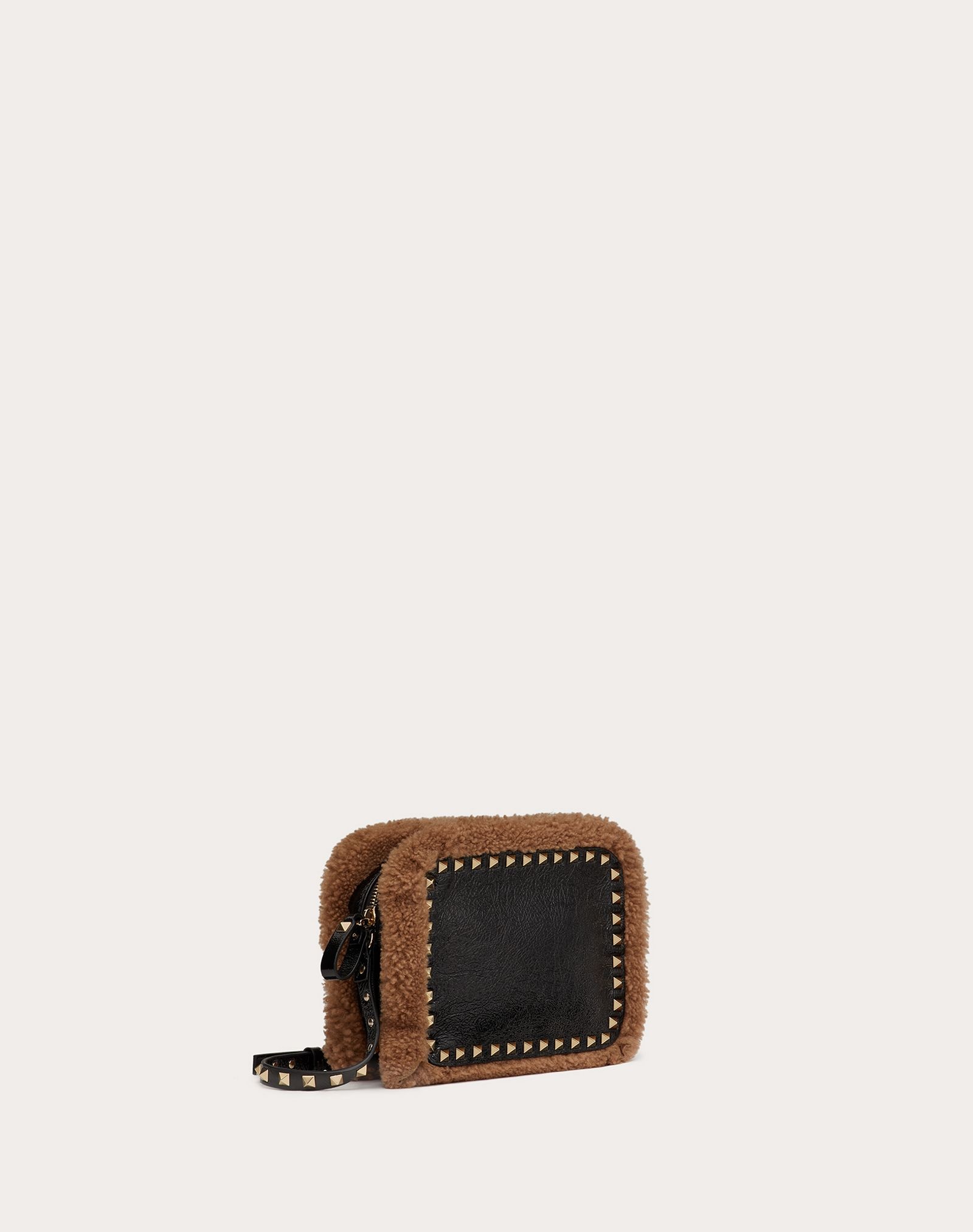 Small Rockstud Naplak Calfskin and Shearling Crossbody Bag - 2