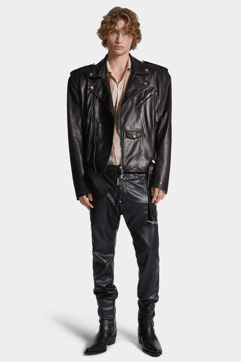 COOL GUY FAUX LEATHER JEANS - 3