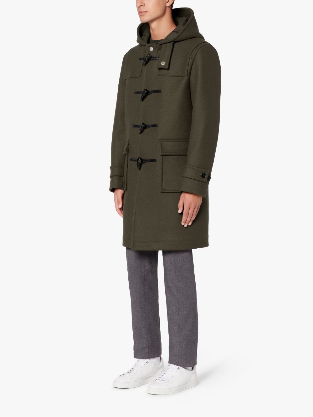 WEIR DARK OLIVE WOOL DUFFLE COAT | GM-013S - 4