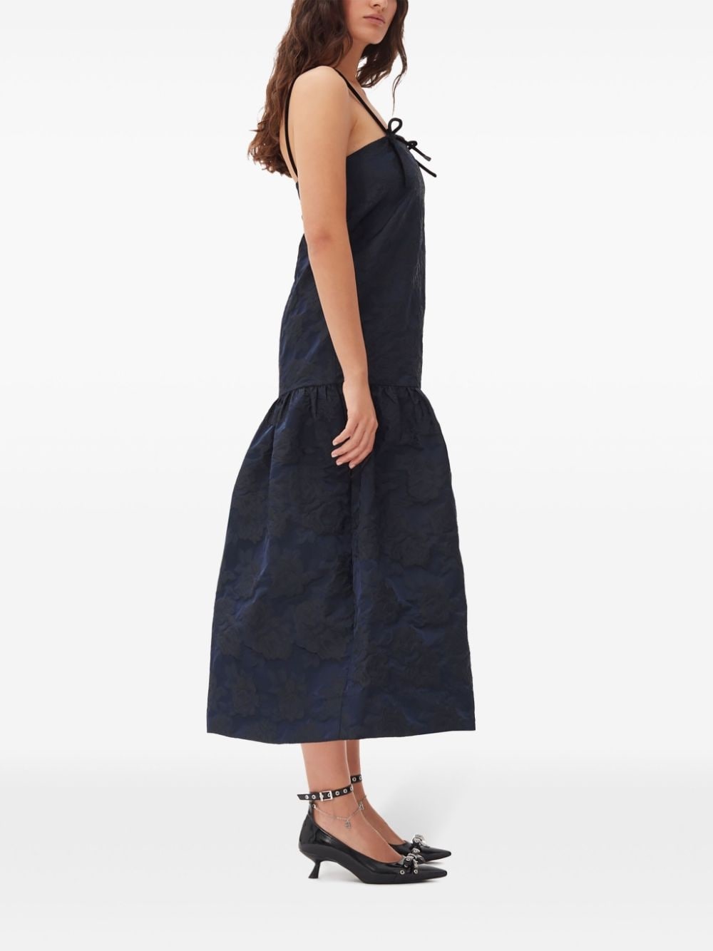 patterned-jacquard midi dress - 3