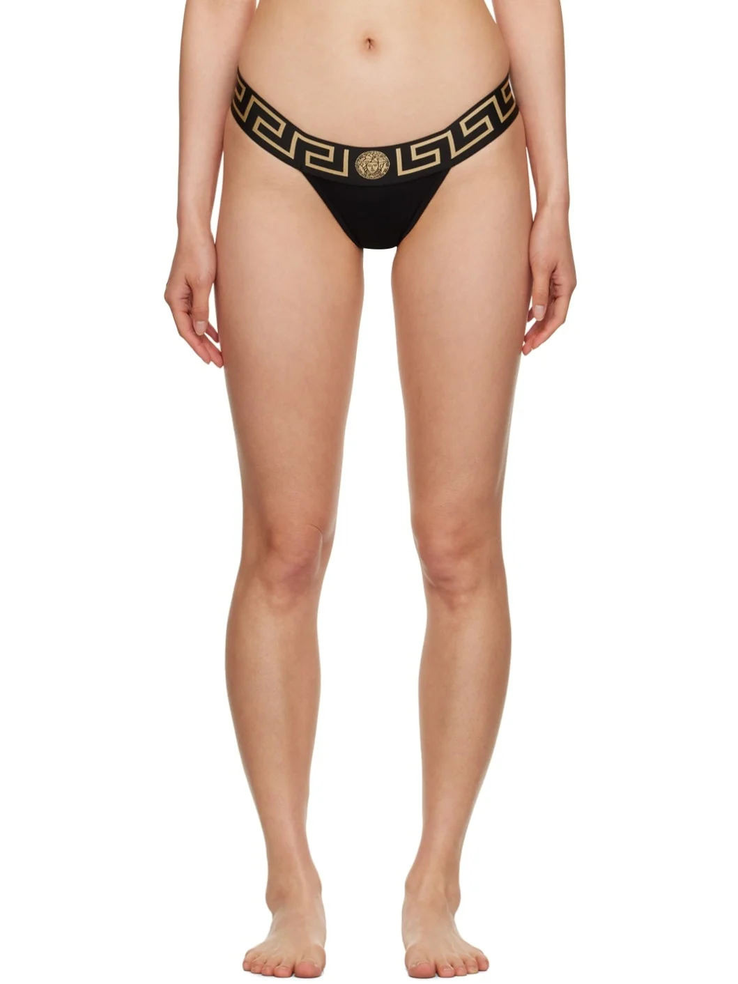 Black Greca Thong - 1
