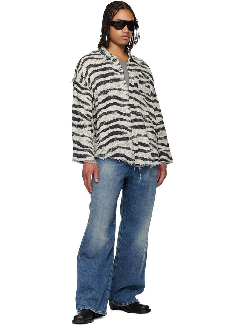 R13 Black & White Shredded Seam Drop Neck Shirt outlook