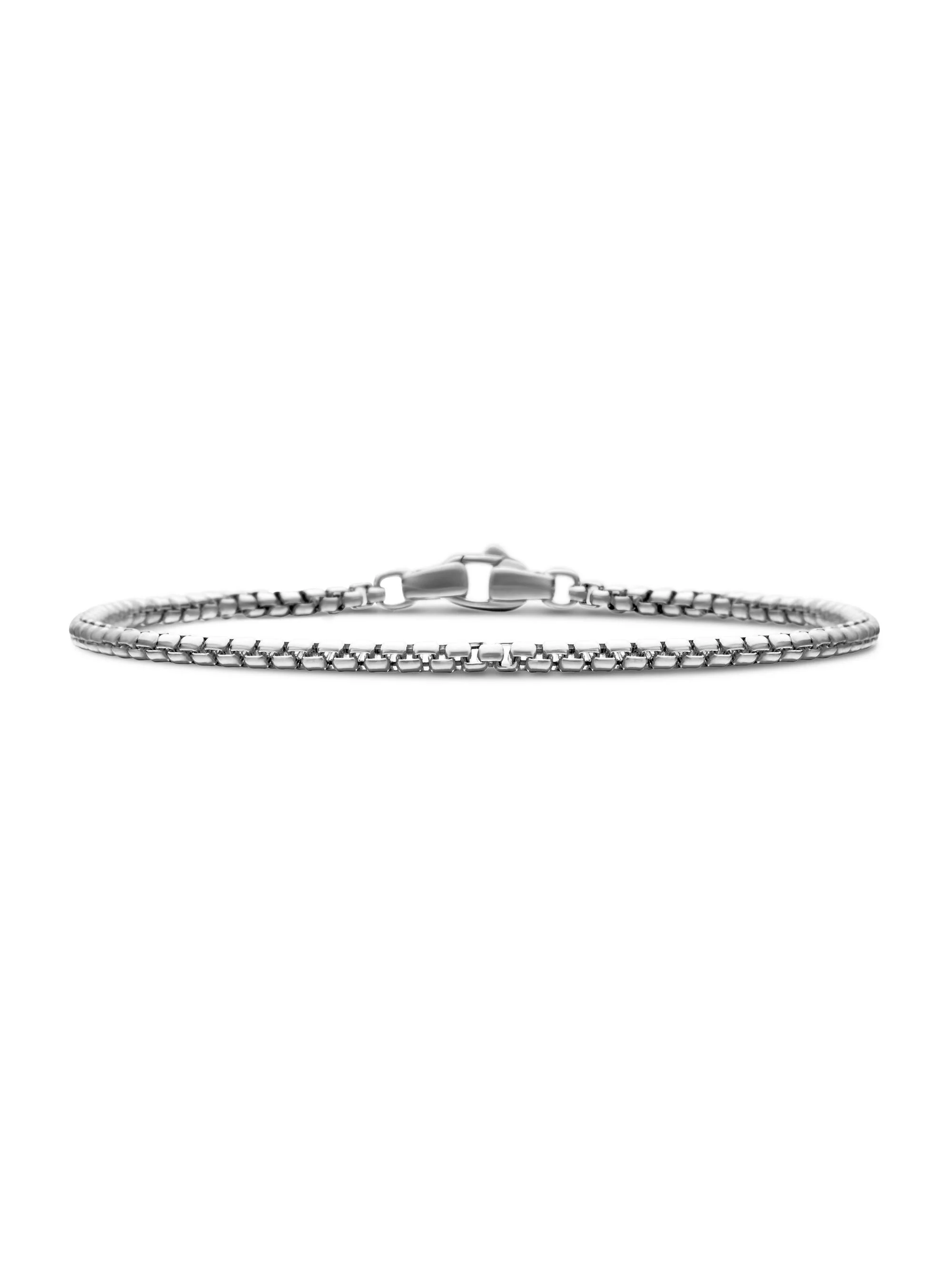 Men's Box Chain Bracelet in Platinum, 2.7MM - Silver - 1
