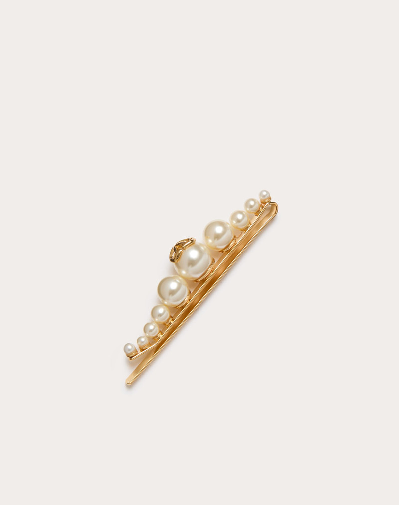 VLOGO SIGNATURE METAL AND PEARL HAIR CLIP 4