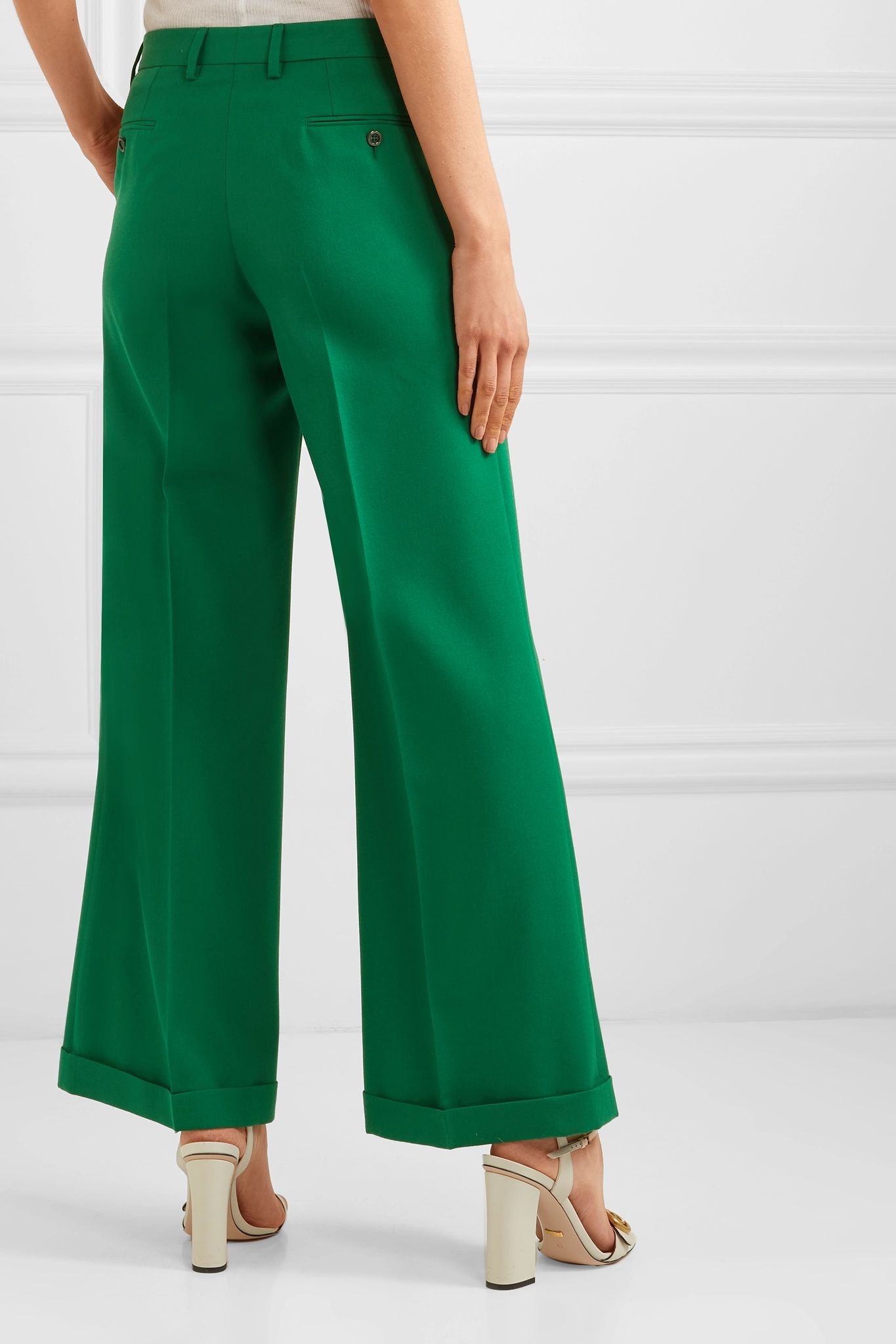 Wool-gabardine wide-leg pants - 4