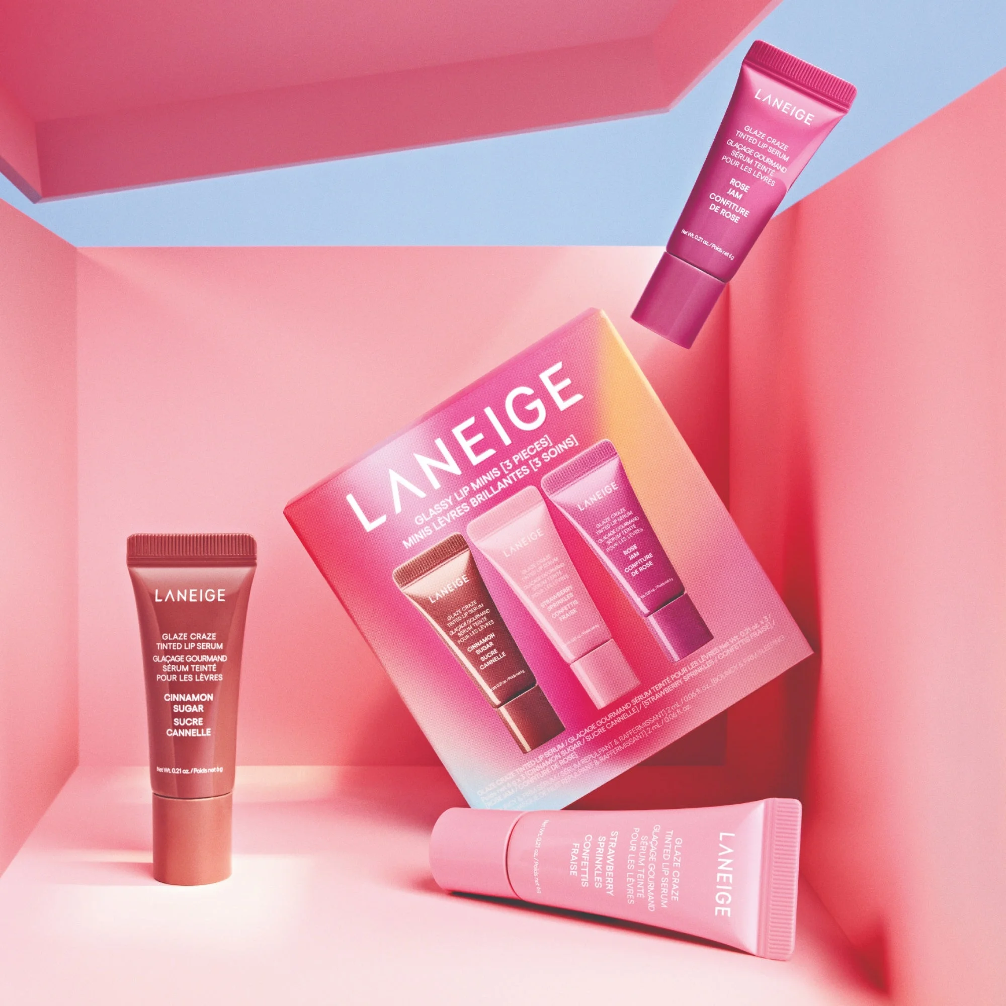 Glassy Lip Minis 3 Pc. Glaze Craze Tinted Peptide Lip Serum Gift Set - 1