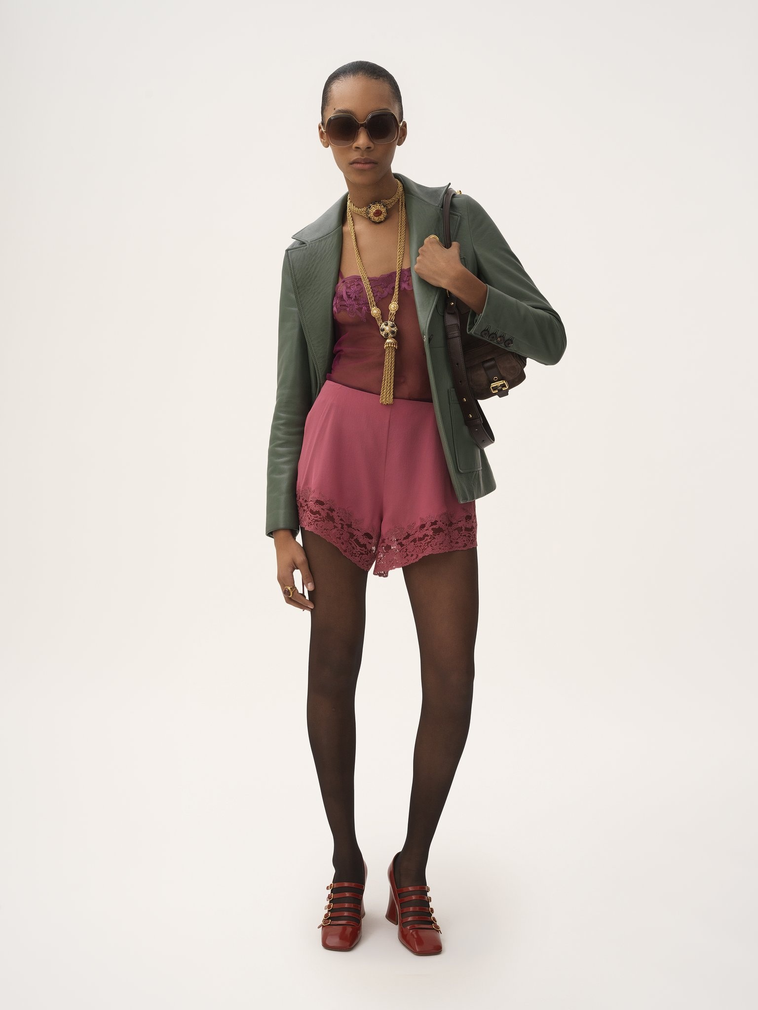 LACE-TRIMMED LINGERIE SHORTS IN CRÊPE DE CHINE - 3