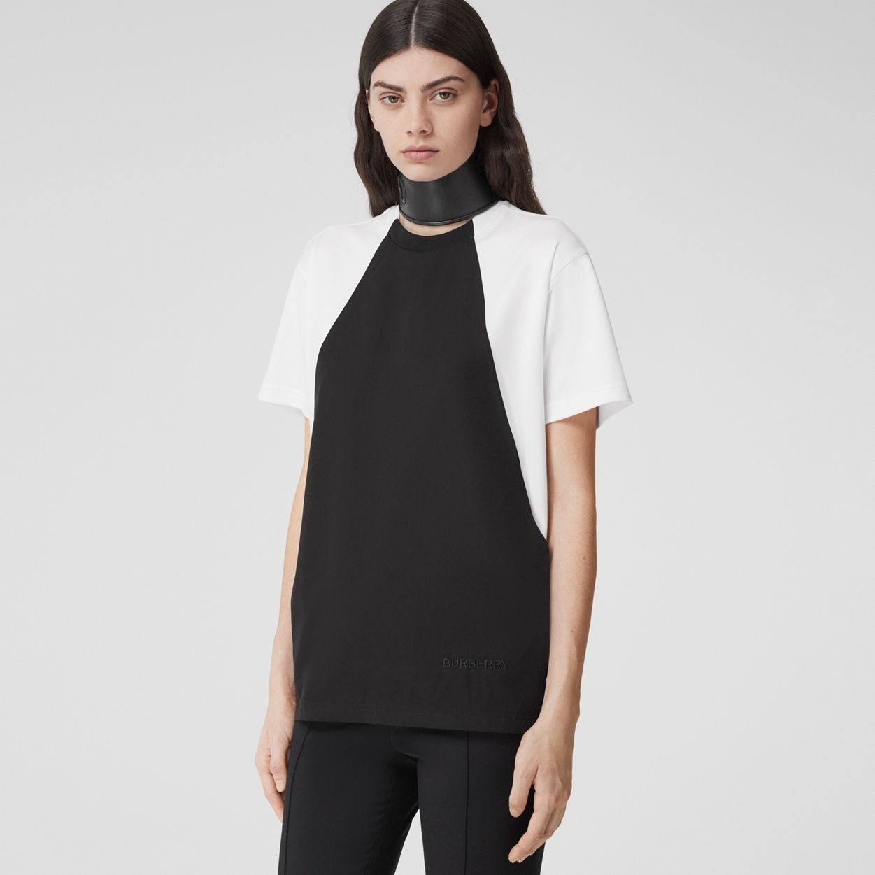 Geometric Panel Cotton Oversized T-shirt - 2