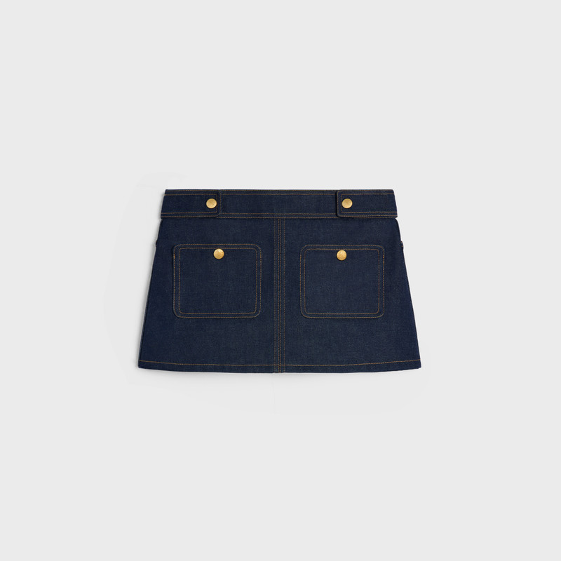 trapeze mini skirt in raw wash denim 1