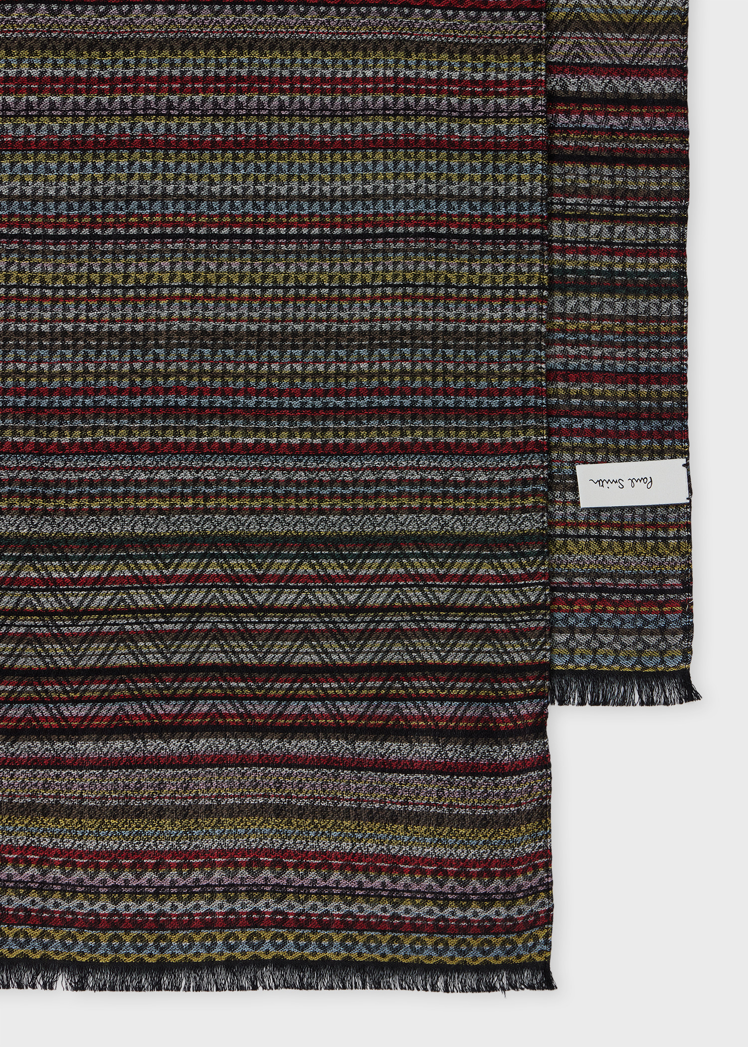 'Signature Stripe' Geo Wool-Silk Scarf - 2