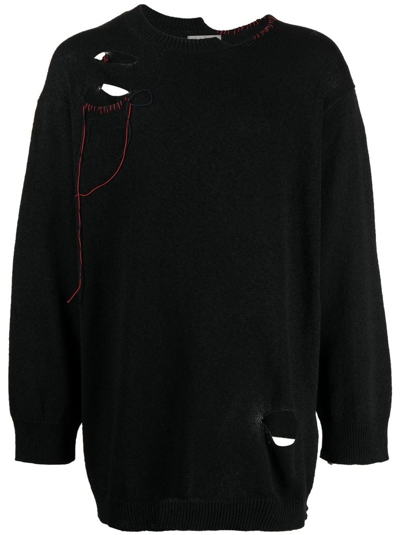 hole-detail long-sleeve jumper 1