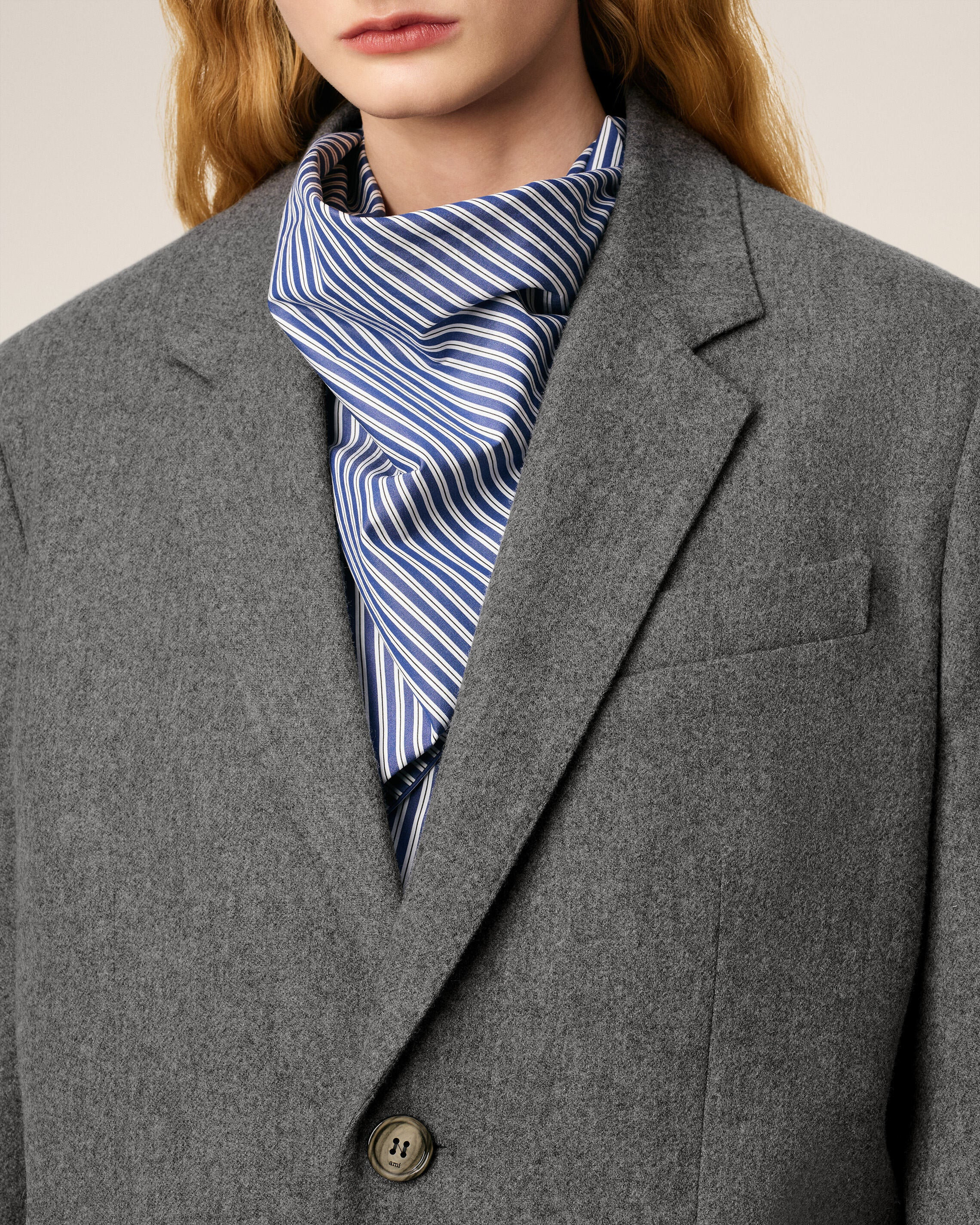 GREY WOOL LOOSE SINGLE BREASTED JACKET - 4