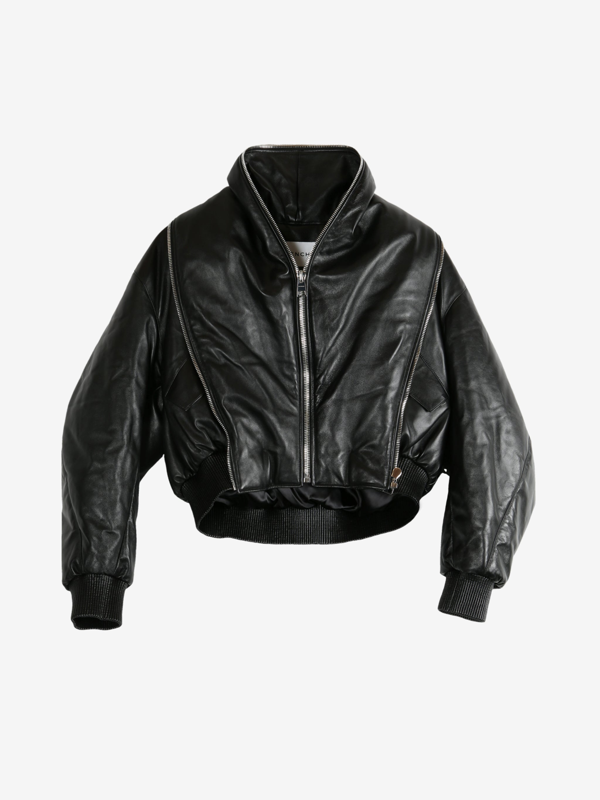 GIVENCHY - Women Zipped Shawl Collar Leather Bomber Jacket - 4
