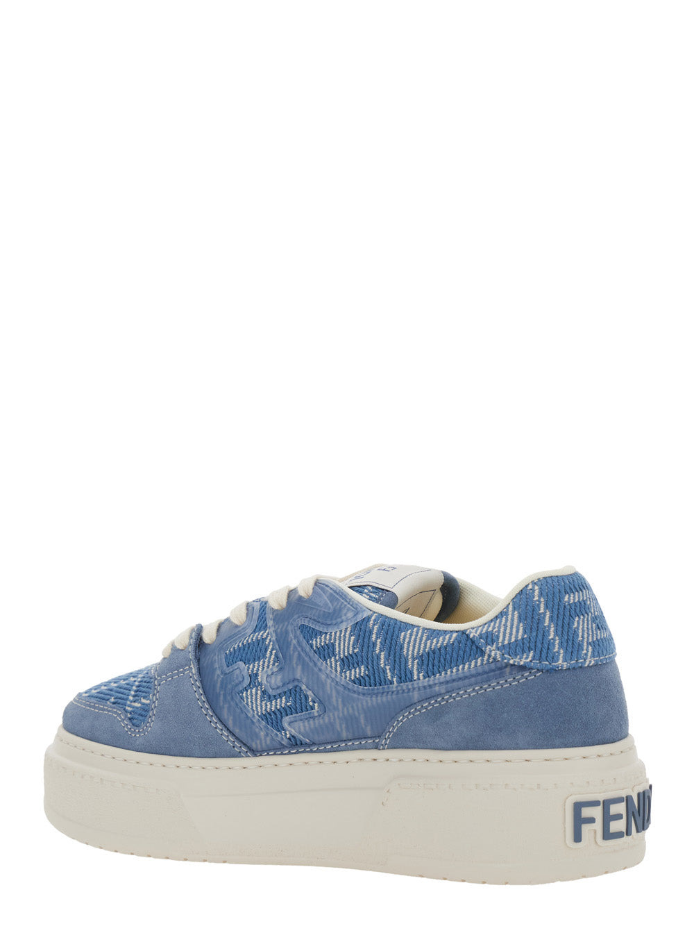 Fendi Women 'Match' Blue Sneaker With All-Over Ff Motif And Platform In Leather And Fabric Woman - 3