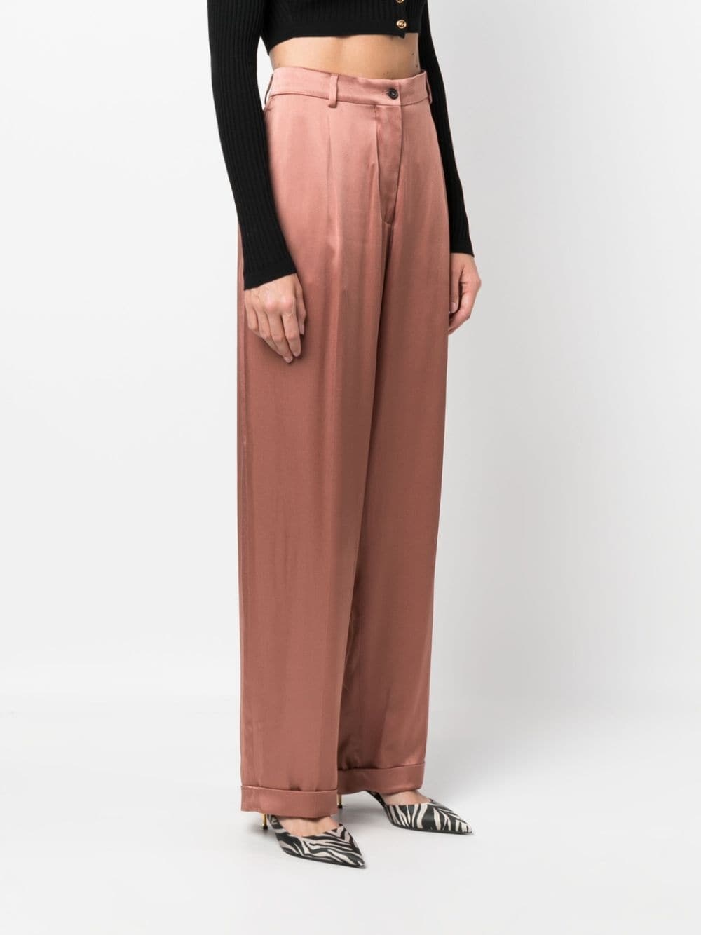 wide-leg satin trousers - 3