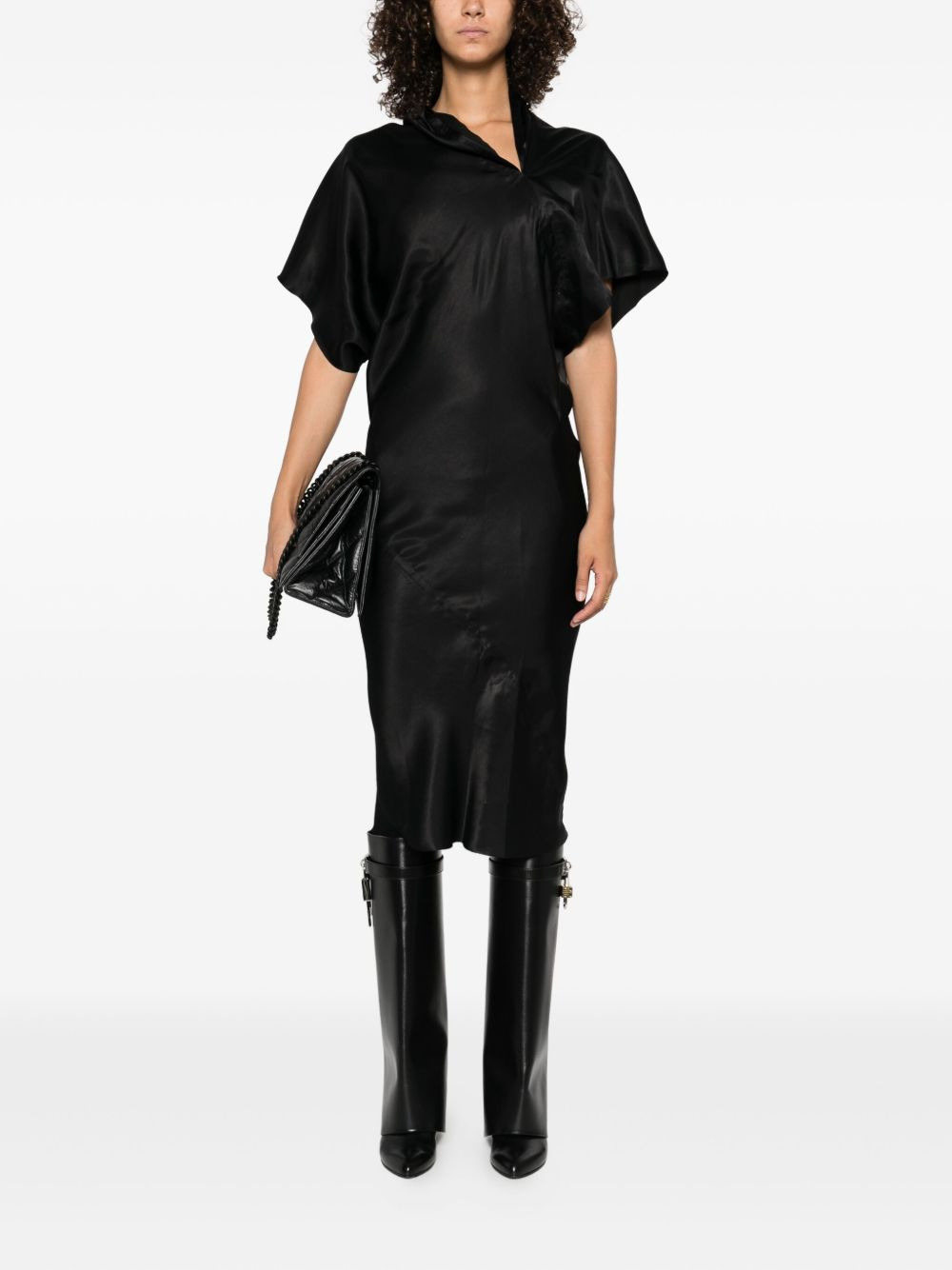 draped one-shoulder midi dress - 2
