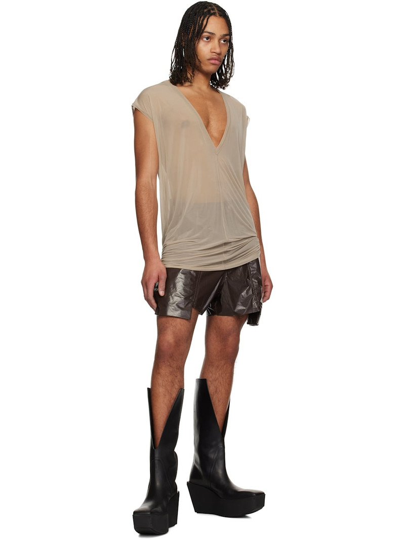 Rick Owens Taupe Hollywood Deep V SL T-shirt outlook