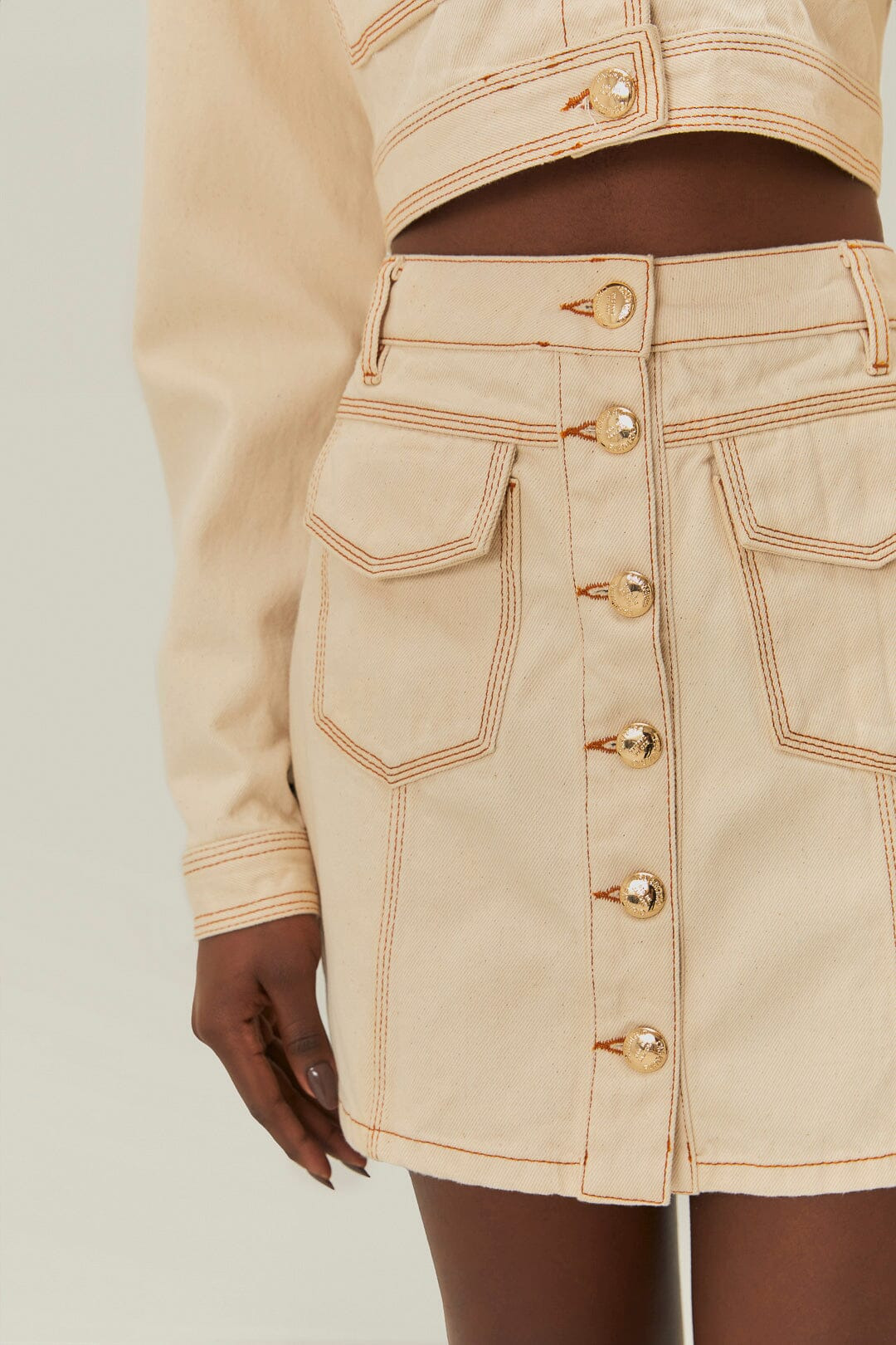 Off-White Gabardine Mini Skirt - 2