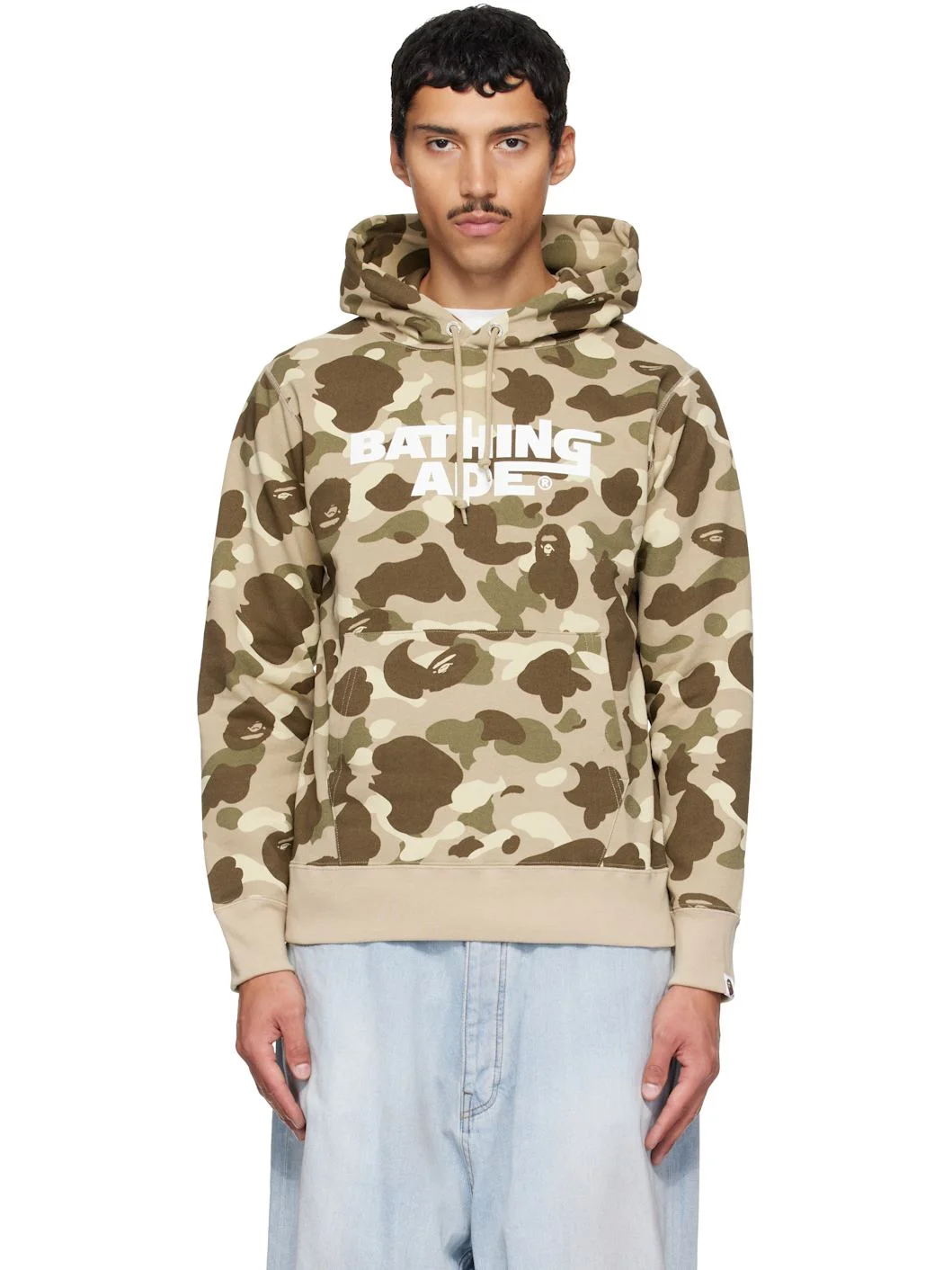 Beige Color Camo Pullover Hoodie - 1