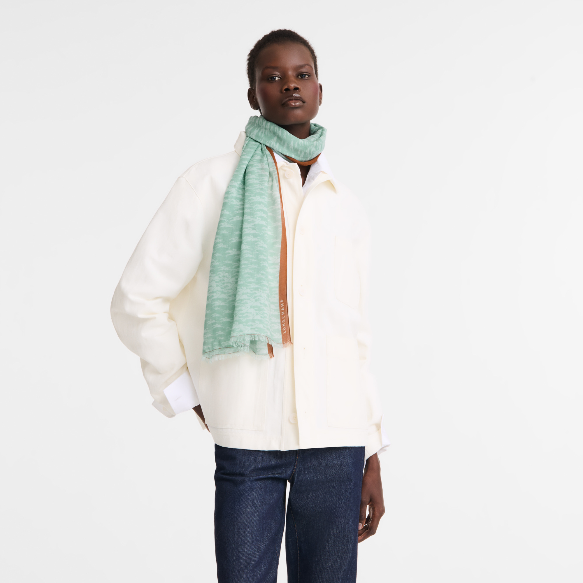 Chevaux Stole Celadon - Horse print - 2
