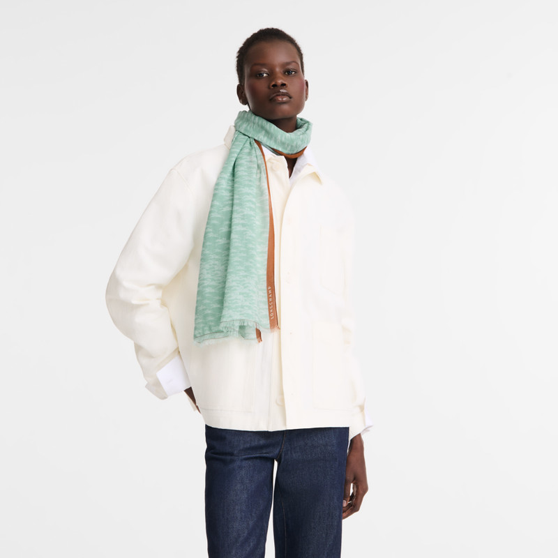 Longchamp Chevaux Stole Celadon - Horse print outlook