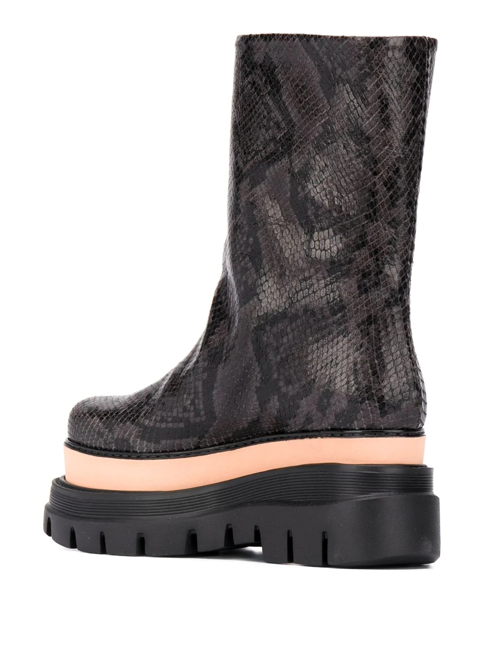 snakeskin-pattern platform boots - 3