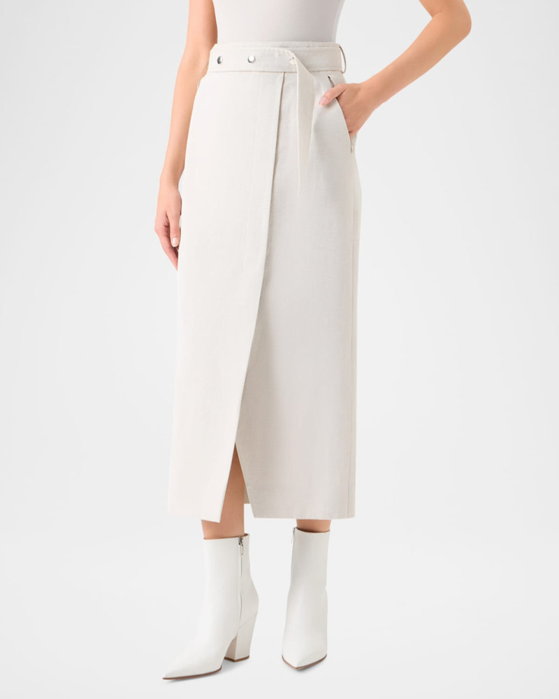 AKRIS Cotton-Linen Wrap Skirt outlook