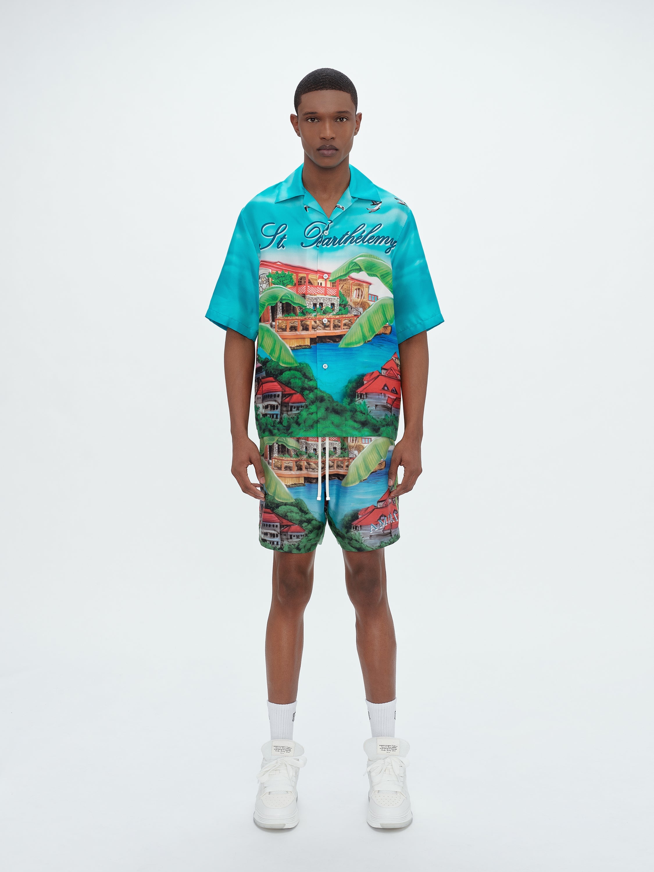 ハーフ・ショートパンツ Amiri Printed Silk Bermuda Shorts AMIRI H-Hose Kurz Silk Shorts | Neutrals | FARFETCH