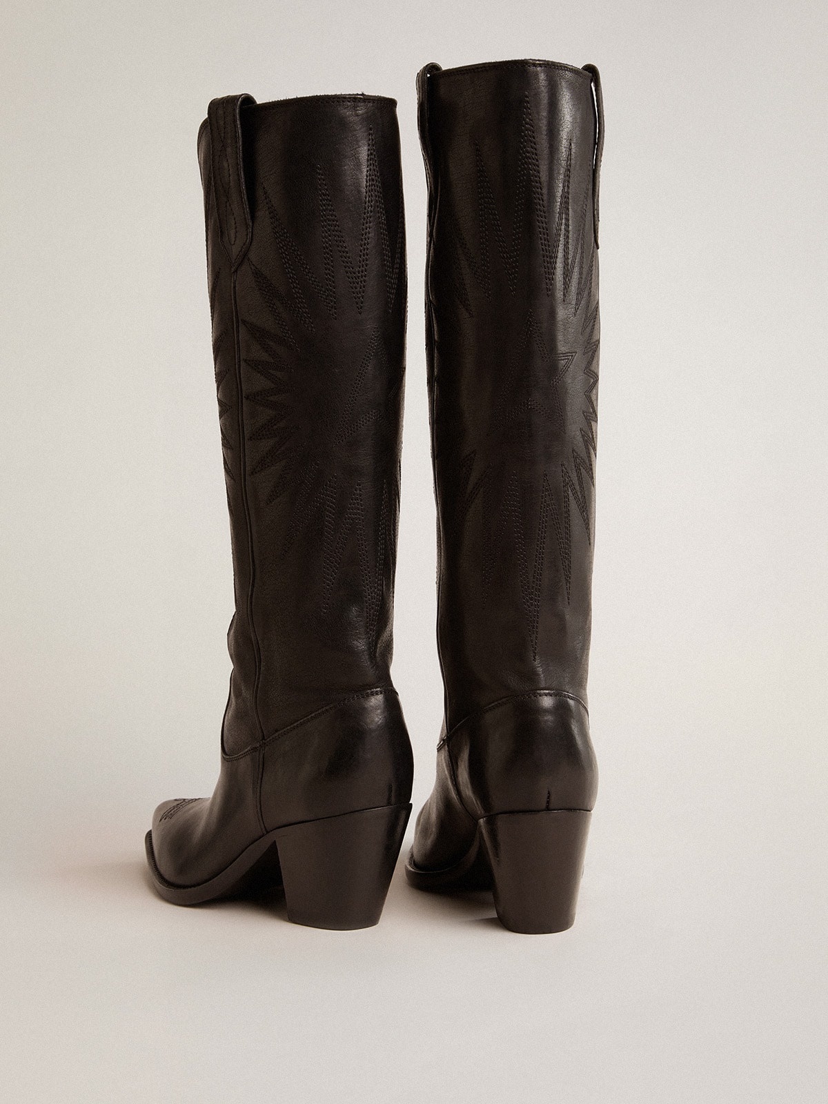 Wish Star boots in black leather with tone-on-tone inlay star - 5