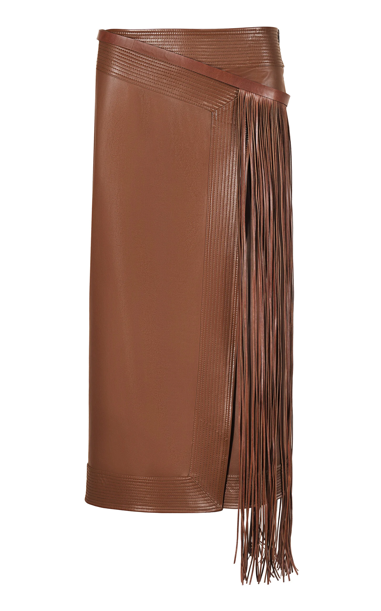 Camel Winter Scents Leather Midi Skirt brown - 1