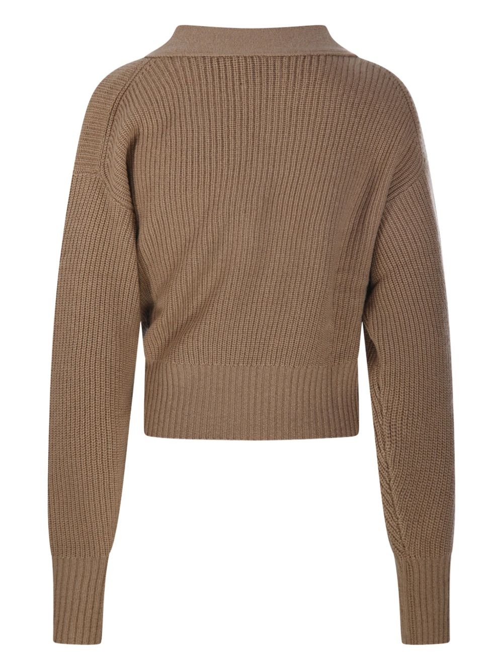 wrap-front ribbed cardigan - 3