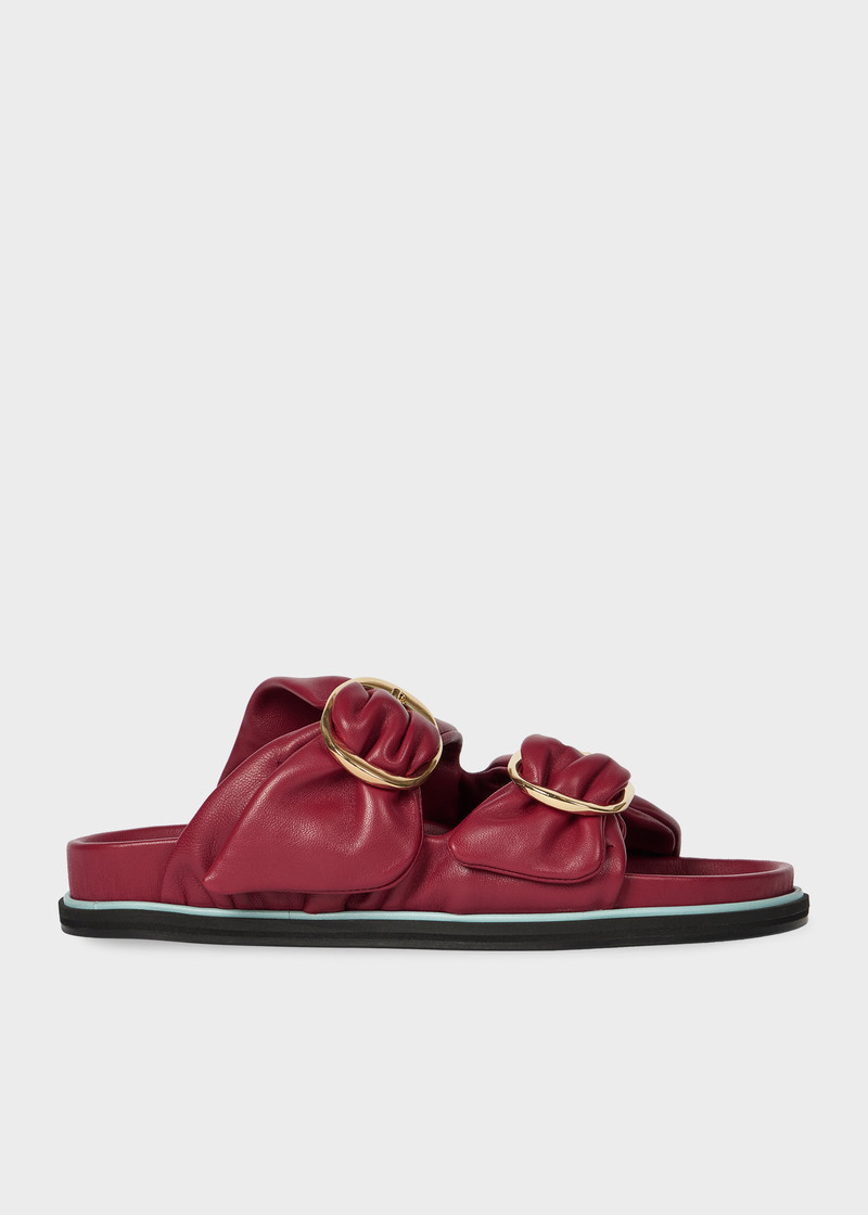Women's Burgundy 'Camolin' Double Strap Mule Sandals 1