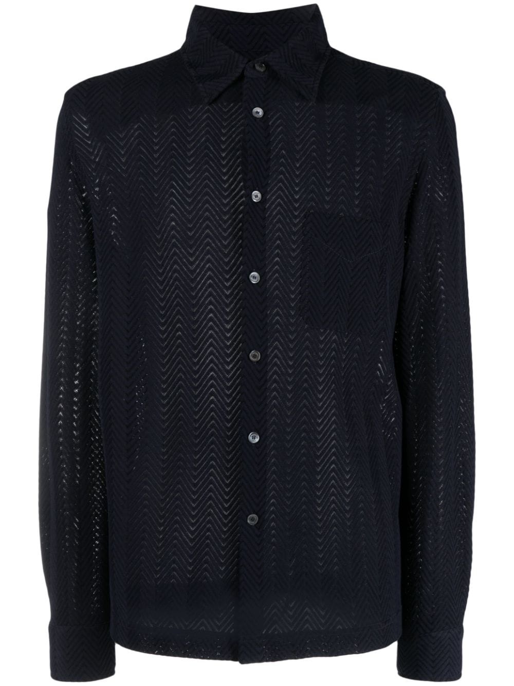 zigzag-woven striped shirt - 1