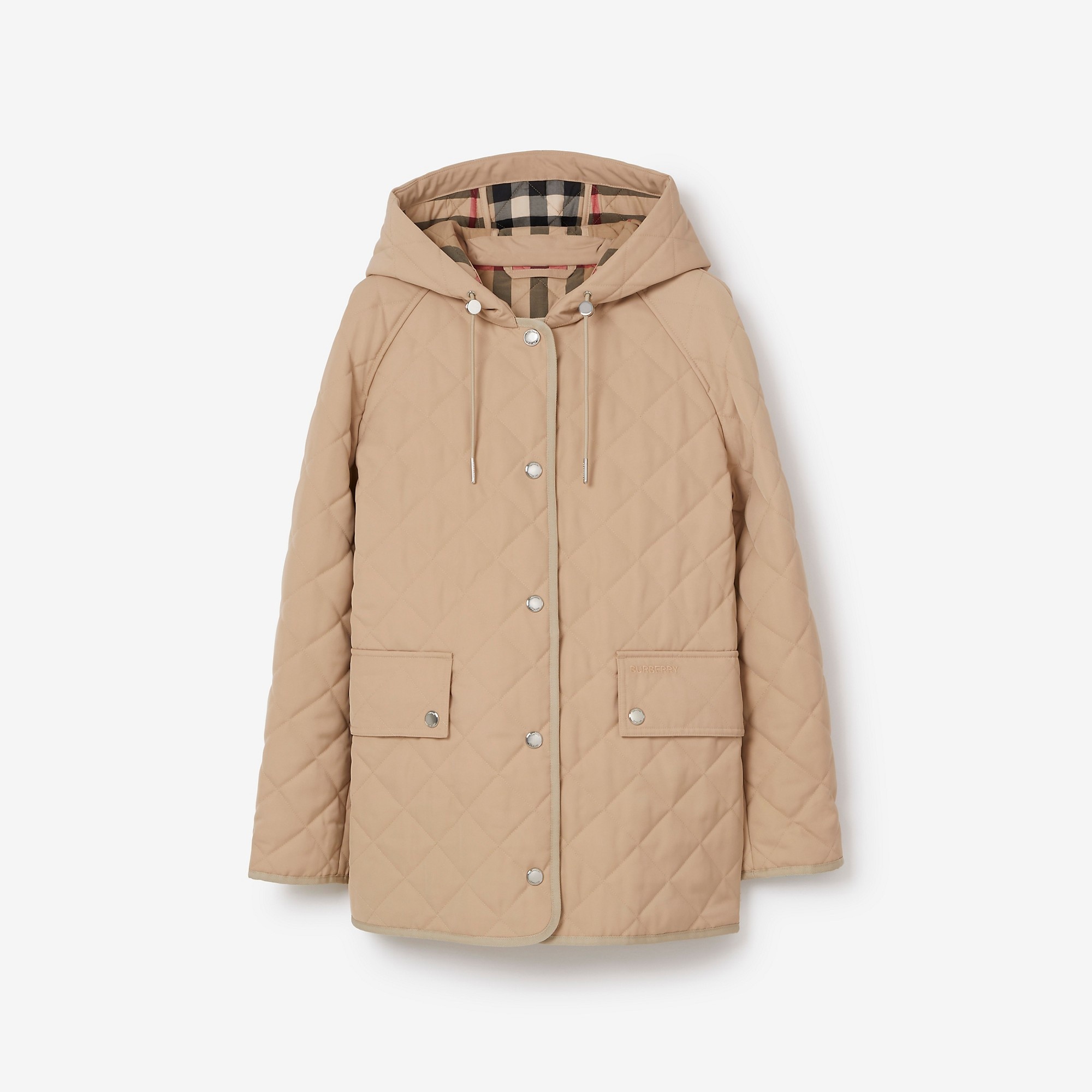 Logo Detail Diamond Quilted Hooded Jacket - 1