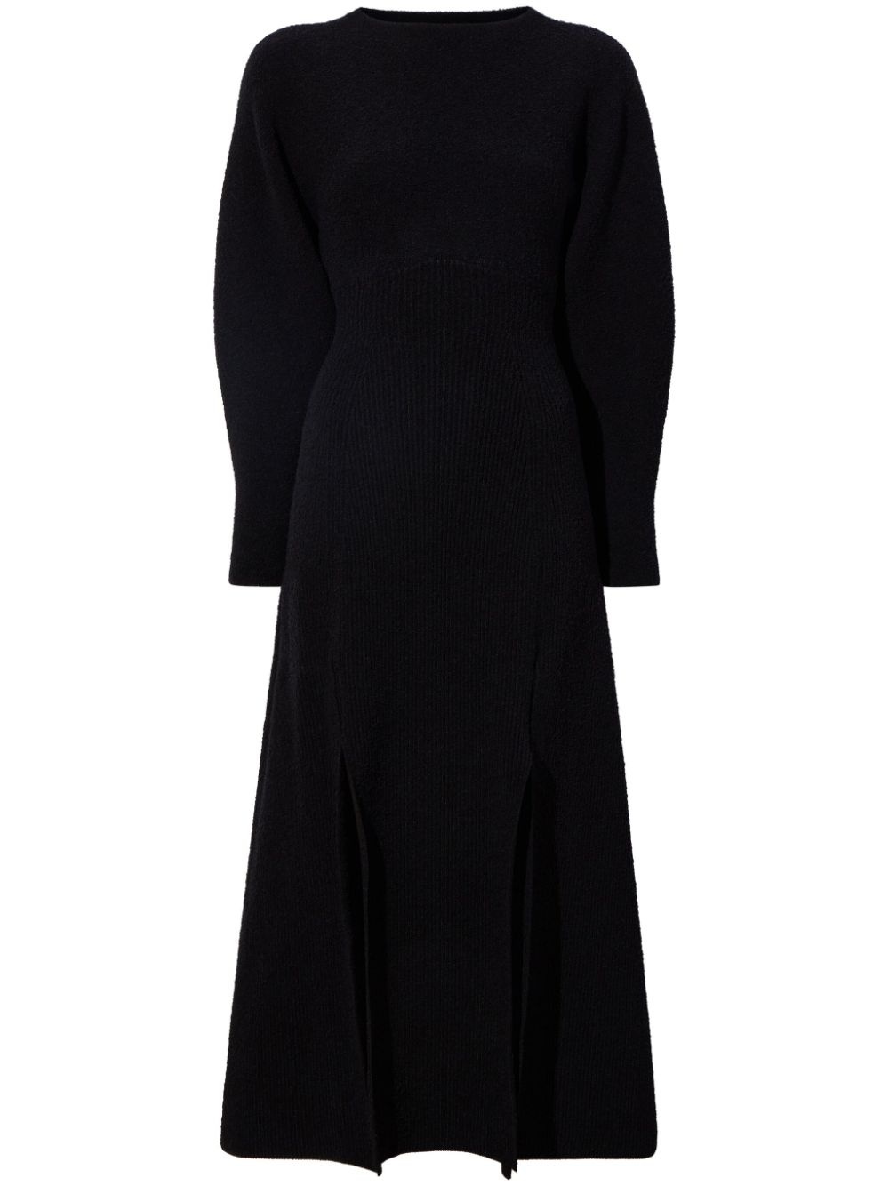 long-sleeved knitted midi dress - 1