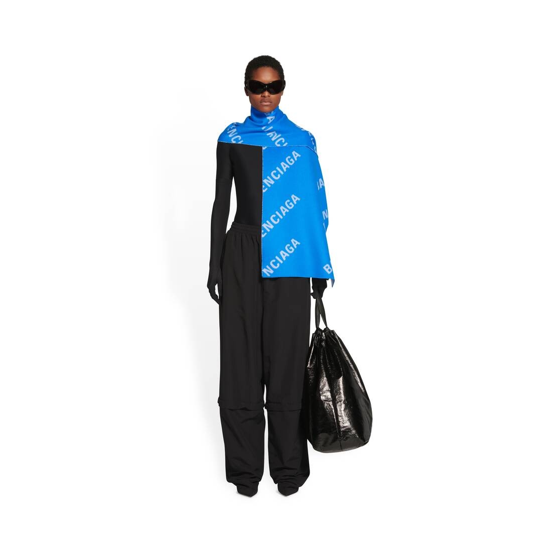 Women's Allover Logo Macro Scarf in Electric Blue - 5